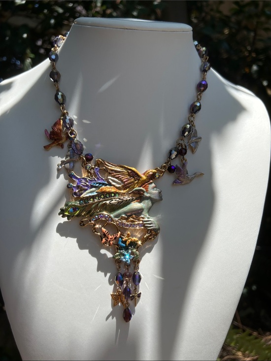 Kirks Folly Jewelry - Kirks Folly "Spirit of Flight" Art Nouveau-Inspired Femme Birds Necklace